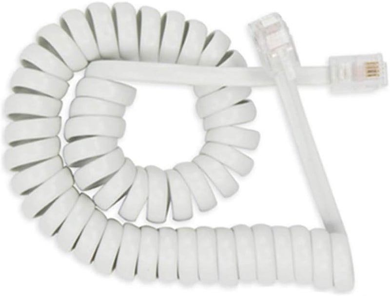Saisn Telephone Handset Cord Modular Coiled Phone Curly Cable (15 Feet, White) - Image 2